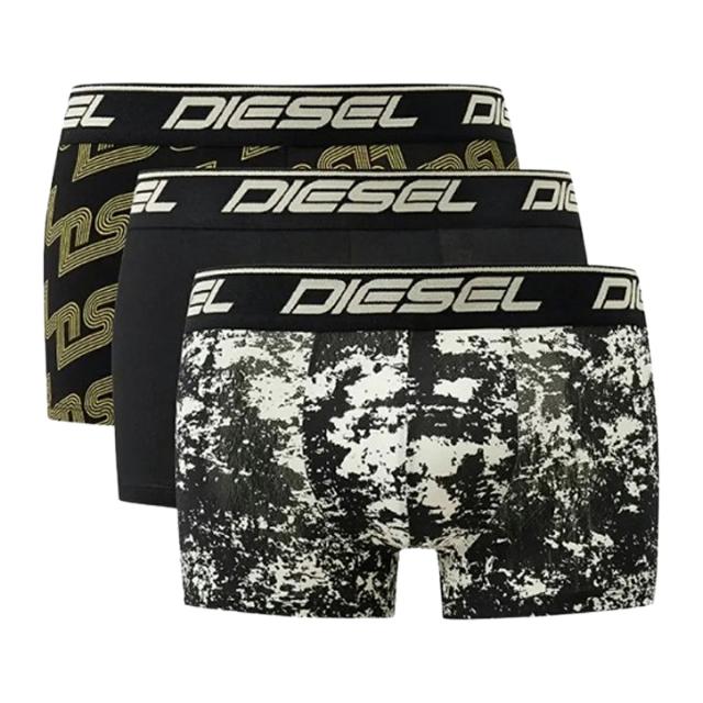 ディーゼル DIESEL ボクサーパンツ 前閉じ 無地 ロゴ コットン 3枚組 セット 男性用 下着 00ST3V0SJAU E6807 メンズ ブラック+ホワイト