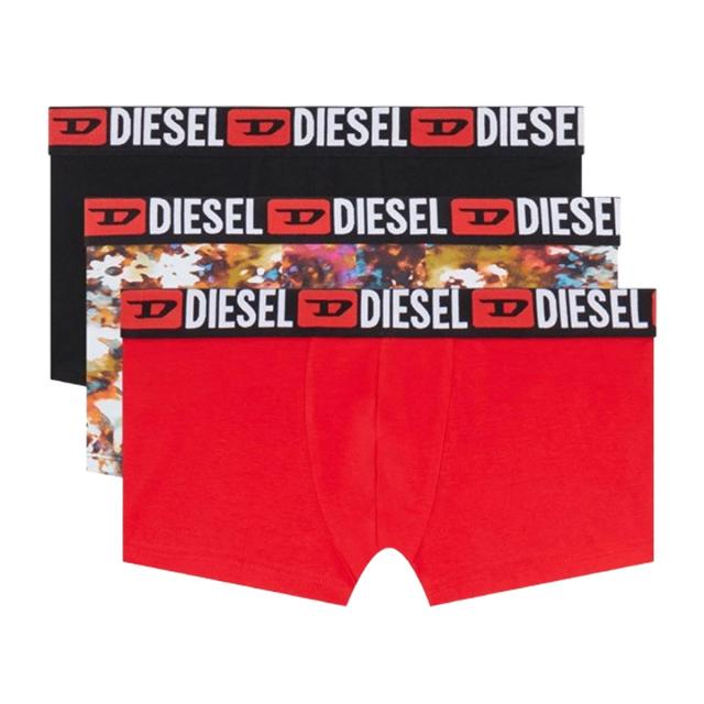 ディーゼル DIESEL ボクサーパンツ 前閉じ 無地 ロゴ コットン 3枚組 セット 男性用 0ST3V0LKBM E7057 メンズ マルチ+レッド+ブラック ボ