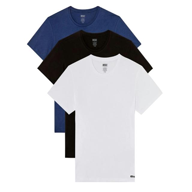 ディーゼル DIESEL Tシャツ クルーネック 3枚セット 無地 コットン ロゴ ワンポイント インナー 肌着 A178280LIAD E4841 メンズ ブランド