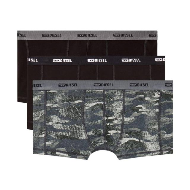 ディーゼル DIESEL ボクサーパンツ 前閉じ 無地 ロゴ コットン 3枚組 セット 男性用 A178320IKBL E7231 メンズ ブラック+グレー ボクサー