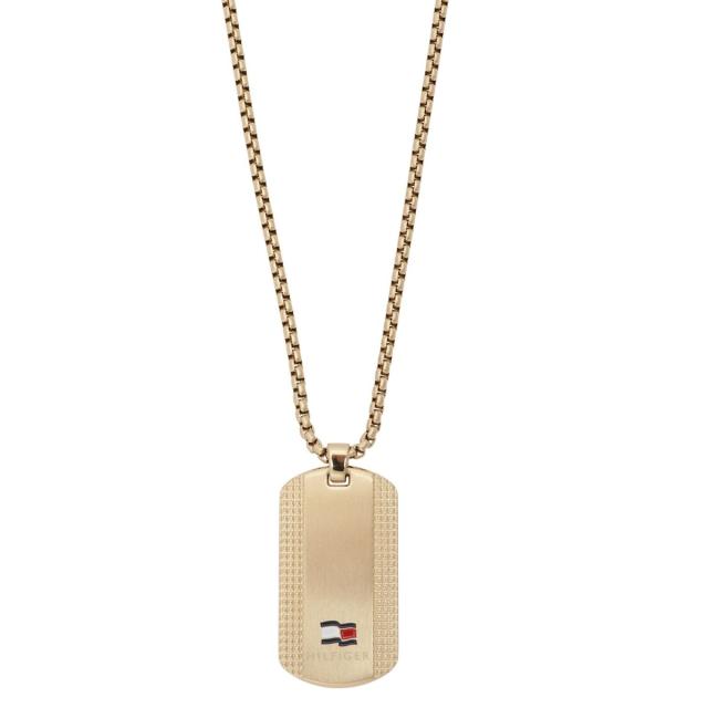 トミーヒルフィガー TOMMY HILFIGER ネックレス ペンダント アクセサリー 2790423 Nelson H-Link ドックタグ ロゴ プレート ゴールドトミ