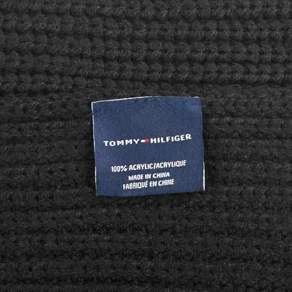 トミーヒルフィガー TOMMY HILFIGER マフラー H8C83203 KNIT LOGO SCARF ロゴ刺繍 ニット ロング スカーフ  001 BLACK 黒 ブラック