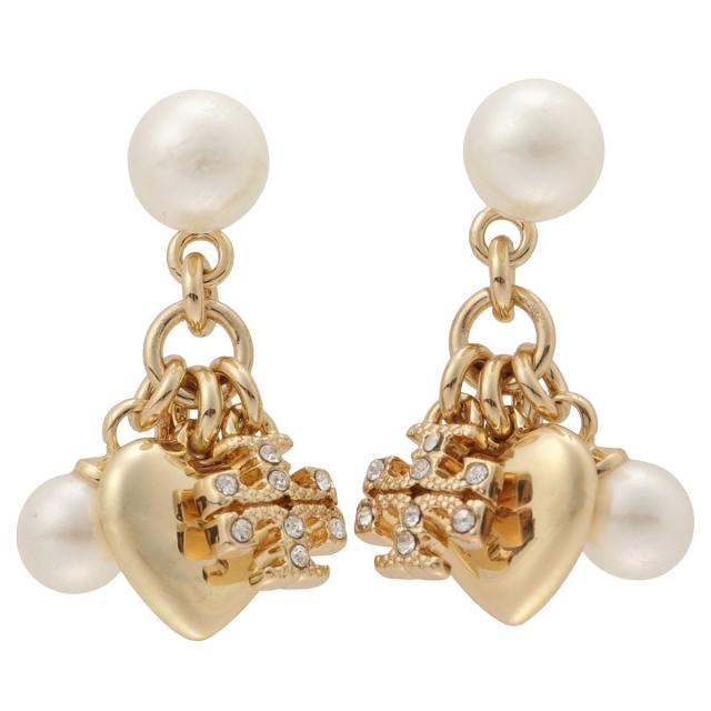 トリーバーチ TORY BURCH ピアス 87092 700 ハート ダブルT KIRA CHARM EARRING Tory Gold Crystal Pearl ゴールド+ホワイト系toryburch