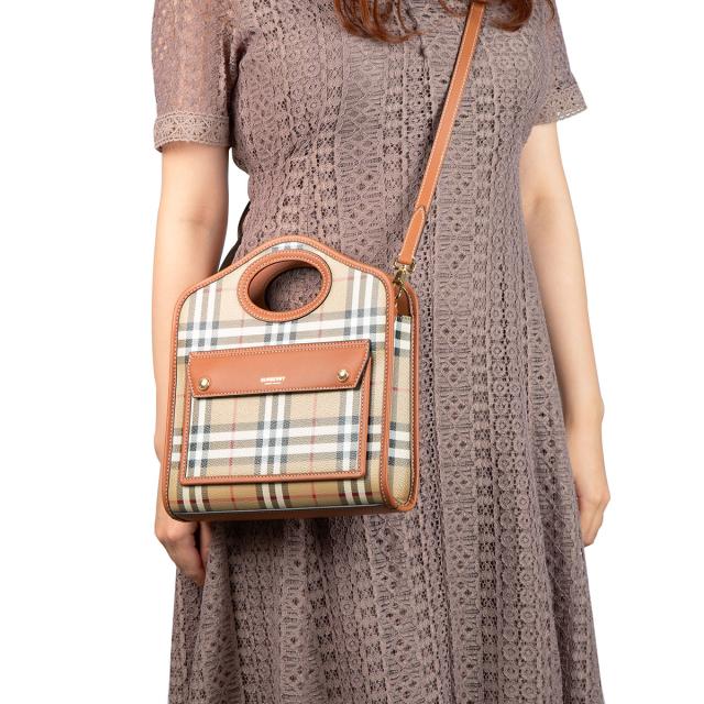 6334-02☆バーバリー/Burberry ハンドバッグ ブラック レディース