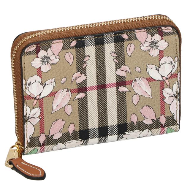 バーバリー BURBERRY ケース 小銭入れ 桜柄 8067139-A7026 レディース ベージュ カーフレザー 財布 小銭入れ マルチケース ブラン