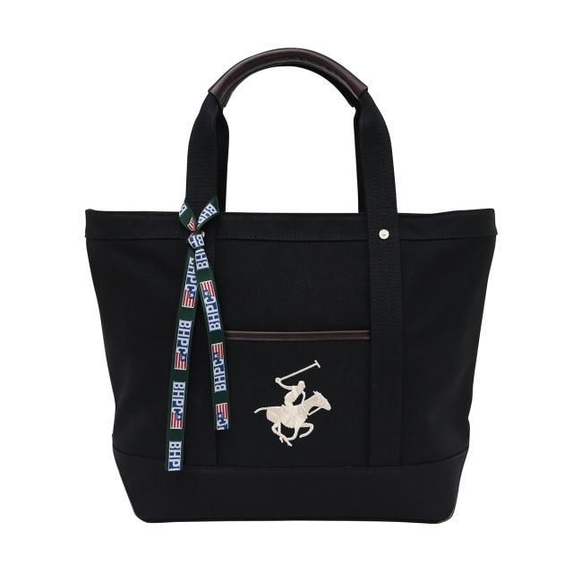 ビバリーヒルズ ポロ クラブ BEVERLY HILLS POLO CLUB バッグ トートバッグ 肩掛けバッグ キャンバストートバッグL BH1008N 152453 ブラック+ホワイト トート 肩がけ カジュアル 通勤 通学 綿 プレゼント ビバリーヒルズポロ トート 肩がけ 人気 通勤 通学 バッグ