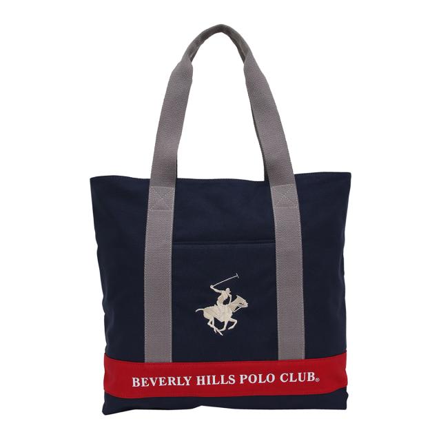 ビバリーヒルズ ポロ クラブ BEVERLY HILLS POLO CLUB バッグ トートバッグ 肩掛けバッグ BHC003 181277 ネイビー+グレー+ホワイト+レッド系 トート 肩がけ カジュアル 通勤 通学 プレゼント ビバリーヒルズポロ トート 肩がけ 大容量 通勤 通学 バッグ