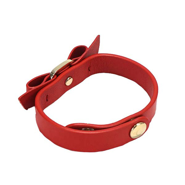 Salvatore Ferragamo サルヴァトーレフェラガモ 762500 670550 BR VERA 1GIR ヴァラ・リボン レザー ブレスレット RED_1