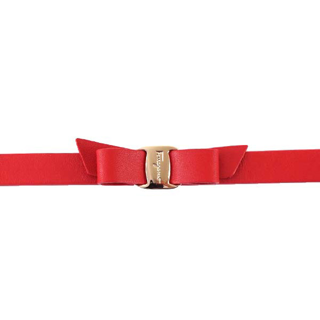 Salvatore Ferragamo サルヴァトーレフェラガモ 762500 670550 BR VERA 1GIR ヴァラ・リボン レザー ブレスレット RED_2