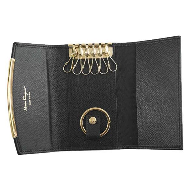 サルバトーレ フェラガモ Salvatore Ferragamo キーリング付き 6連 キーケース22D151 683320 ガンチーニ NERO ブラック_2