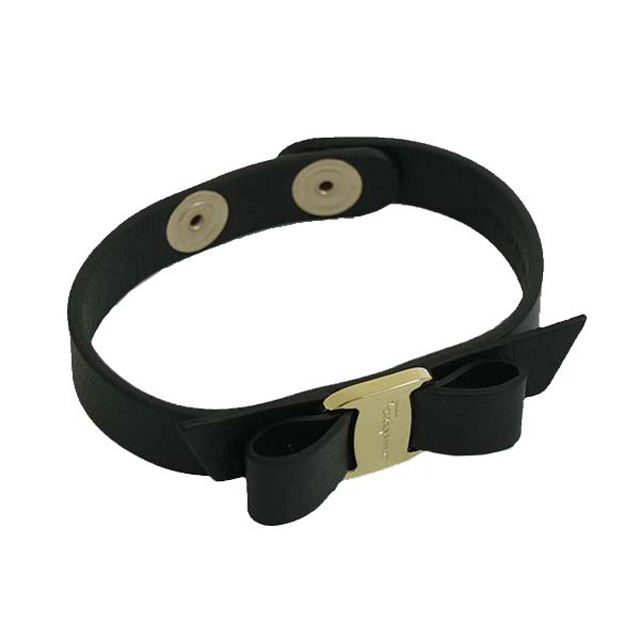 Salvatore Ferragamo サルヴァトーレフェラガモ 762500 670549 BR VERA 1GIR ヴァラ・リボン レザー ブレスレット BK_1