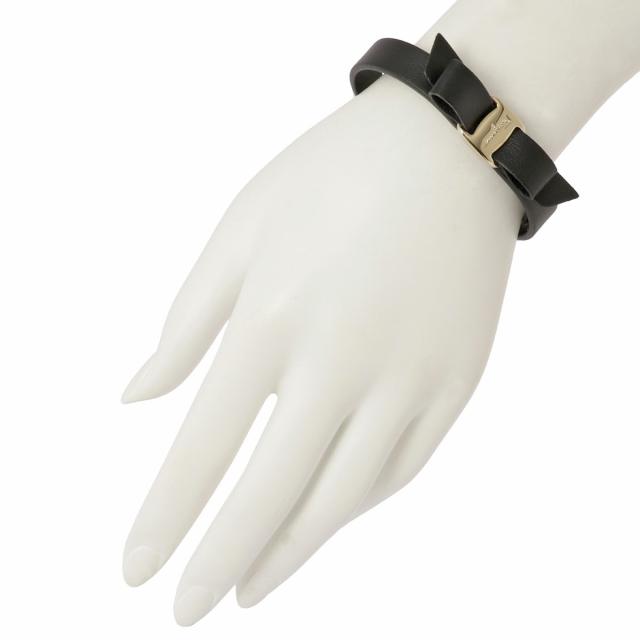 Salvatore Ferragamo サルヴァトーレフェラガモ 762500 670549 BR VERA 1GIR ヴァラ・リボン レザー ブレスレット BK_6