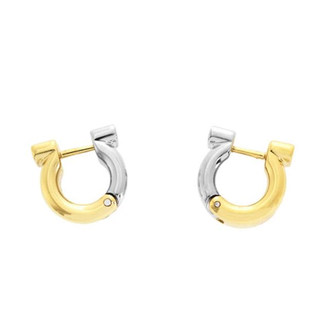 フェラガモ Salvatore Ferragamo ピアス アクセサリー 760583 755757 EAR GANFUT P PALLADIO/ORO ゴールド+シルバーピアス アクセサリー