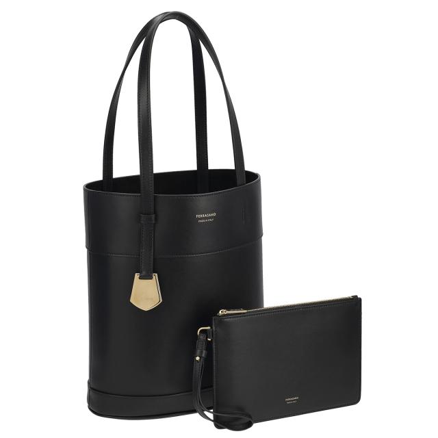 フェラガモ Ferragamo バッグ トートバッグ ポーチ付き 217533 770686 レディース ブラック 本革 レザー トート 人気 ブランド 使いやす