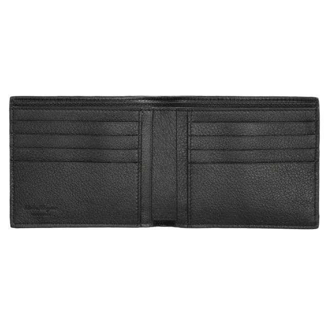 フェラガモ Ferragamo 財布 二つ折り財布 折りたたみ財布 小銭入れなし 661083 753712 メンズ ブルー+ブラック 本革 レザー 財布 使いや_3