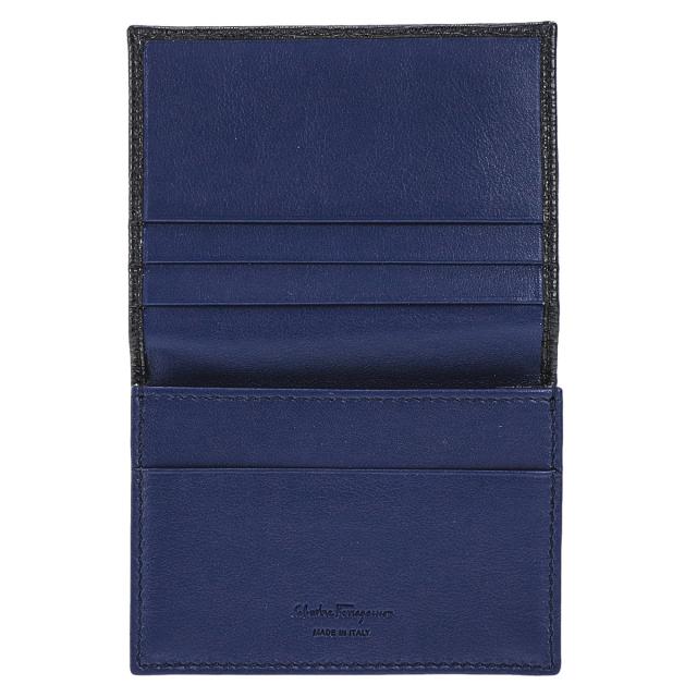 フェラガモ Ferragamo カードケース 名刺入れ 66A062 685949 メンズ ブルー+ブラック 本革 レザー カードケース ブランド 人気 プレゼン_4