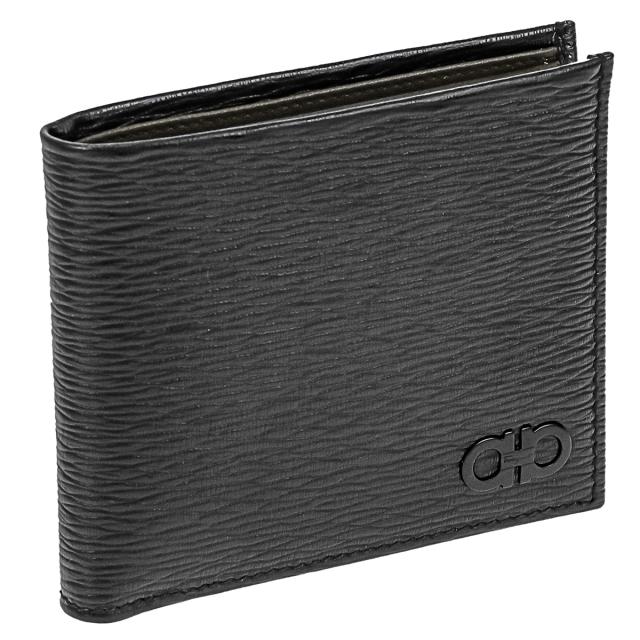 フェラガモ Ferragamo 財布 二つ折り財布 折りたたみ財布 小銭入れ付き 66A065 733323 メンズ ブラック 本革 レザー 財布 使いやすい ブ