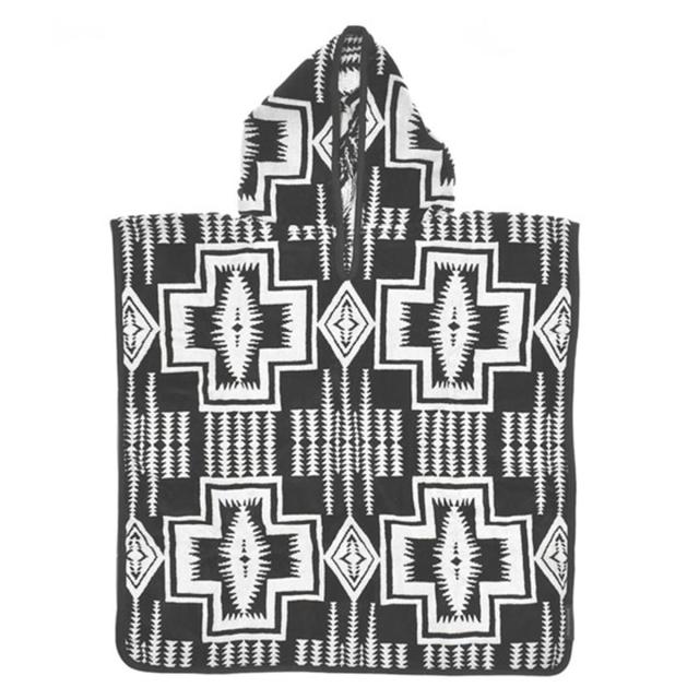 ペンドルトン PENDLETON タオル バスタオル ポンチョ XB243-55214 CHILD JACQUARD HOODED TOWEL キッズ HARDING BLACK ブラック+ホワイト
