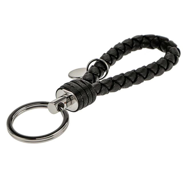 ボッテガヴェネタ BOTTEGA VENETA キーリング キーホルダー 113539 V001D 1000 ラム レザー 本革 ユニセックス ブラック キーリング ブラ_1