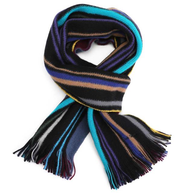 ポールスミス PAUL SMITH マフラー M1A 810E AS10 79 MEN SCARF LIONEL REV メンズ ウール ストライプ リバーシブル スカーフ ブラック ポール マフラー メンズ ブランド クリスマス プレゼント 男性 マフラー ブランド クリスマス ギフト バレンタイン ギフト