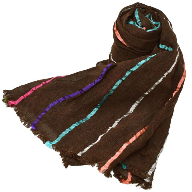 ポールスミス PAUL SMITH スカーフ M2A 668E AS63 66 BRIGHT STRP シルク混紡 マフラー ストライプ メンズ ブラウン系＋マルチストライプ ポール マフラー メンズ ブランド クリスマス プレゼント 男性 マフラー ブランド クリスマス ギフト マフラー メンズ