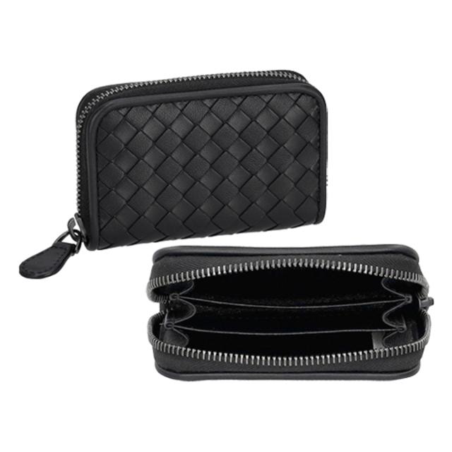 ボッテガヴェネタ BOTTEGA VENETA コインケース 小銭入れ ラウンドファスナー 114075 V3UN1 1275 イントレチャート ブラック 本革 レザー_1