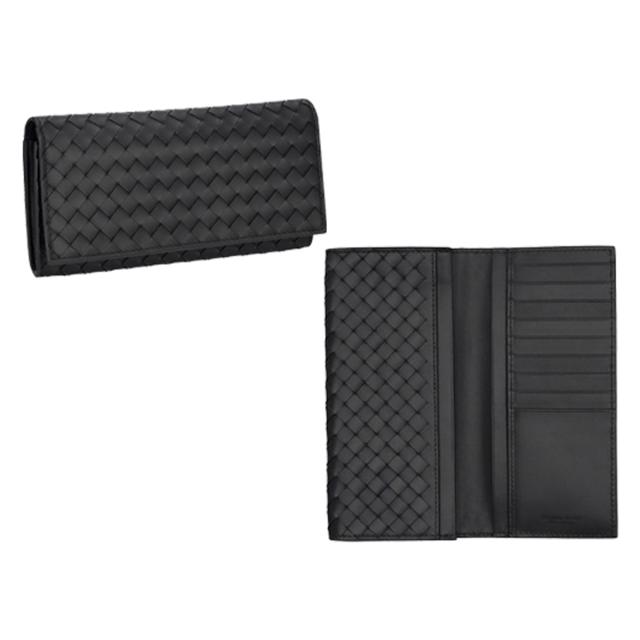 ボッテガヴェネタ BOTTEGA VENETA 財布 長財布 フラップ式長財布 かぶせ 小銭入れなし 120697 V47W1 1000 イントレチャート 二つ折り長財
