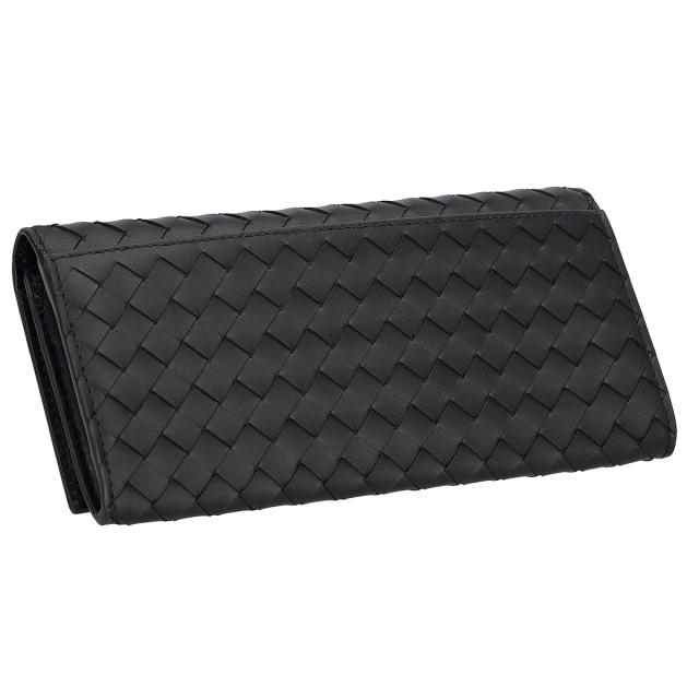 ボッテガヴェネタ BOTTEGA VENETA 財布 長財布 フラップ式長財布 かぶせ 小銭入れなし 120697 V47W1 1000 イントレチャート 二つ折り長財