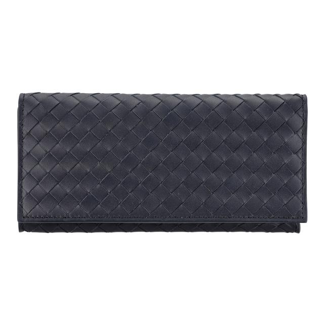 ボッテガヴェネタ BOTTEGA VENETA 財布 長財布 小銭入れなし イントレチャート 120697 V47W1 8836 メンズ ネイビー 本革 レザー 二つ折り