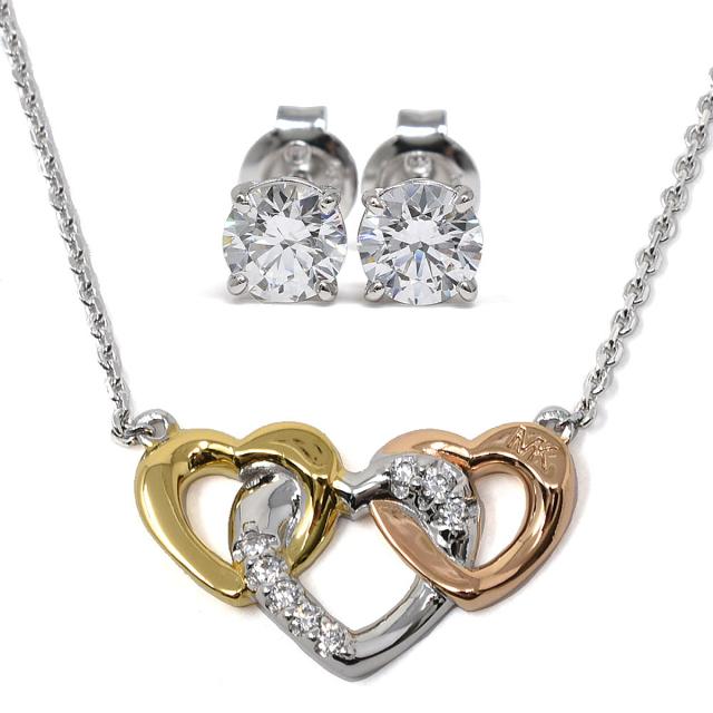マイケルコース Michael Kors ネックレス ピアス MKC1362AN998 レディース シルバー+ゴールド+ローズゴールドネックレス ピアス セット