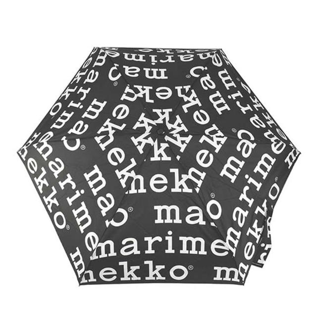 マリメッコ marimekko 折りたたみ傘 048859 910 MINI MANUAL UMBRELLA ミニ マニュアル アンブレラ MARILOGO ブラック+ホワイトかさ 折りの通販は
