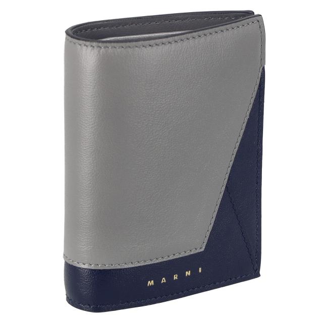 マルニ MARNI 財布 二つ折り財布 折りたたみ財布 小銭入れ付き PFMO0055U2 P2644 ZO221 レディース グレー+ネイビー 財布 使いやすい ブ