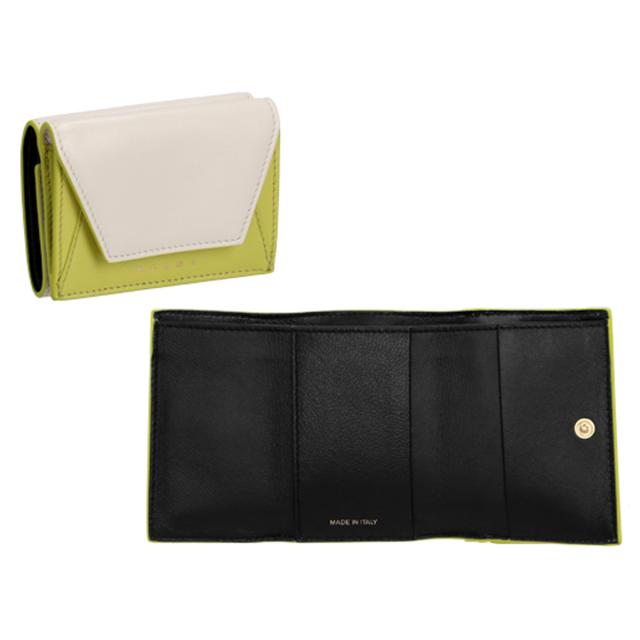 マルニ MARNI 財布 三つ折り財布 折りたたみ財布 小銭入れ付き PFMO0056U1 P2644 Z638V レディース アイボリー系+ライムグリーン ミニ財_1