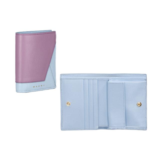 マルニ MARNI 財布 二つ折り財布 折りたたみ財布 小銭入れ付き PFMO0055U1 P2644 Z639B バイカラー レディース ライトブルー+パープル 財_1