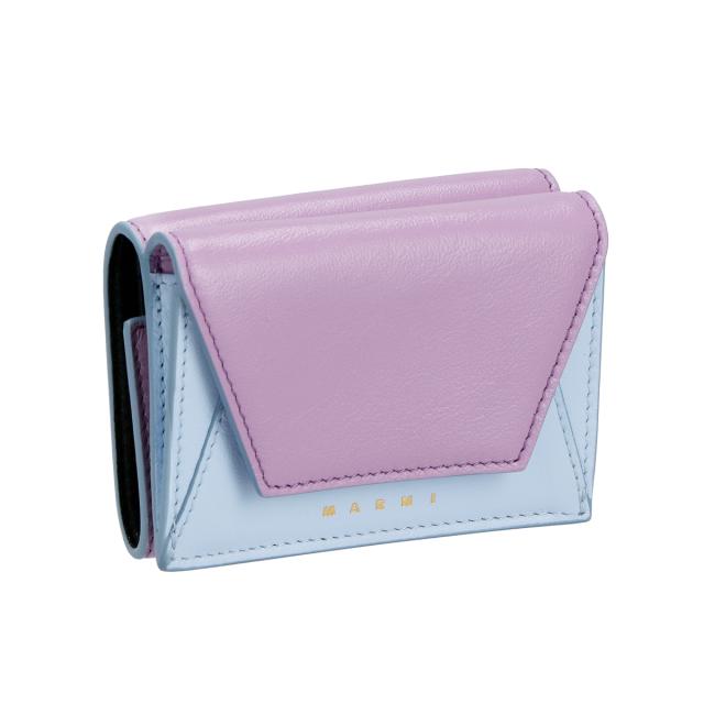 マルニ MARNI 財布 三つ折り財布 折りたたみ財布 小銭入れ付き PFMO0056U1 P2644 Z639B レディース ブルー+パープル+ブラック ミニ財布