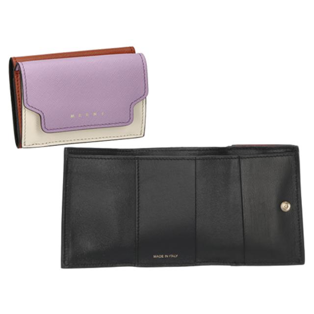 マルニ MARNI 財布 三つ折り財布 折りたたみ財布 小銭入れ付き PFMOW02U23 LV520 Z620M レディース ピンク+ベージュ+ブラウン ミニ財布_1