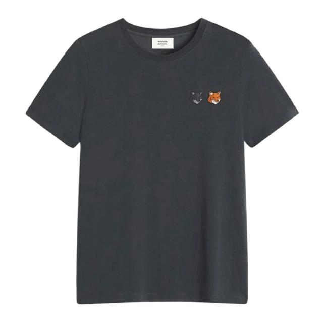 メゾンキツネ MAISON KITSUNE ダブル フォックスヘッド レギュラー Tシャツ 半袖 クルーネック OW011CFKJ7026 P190 レディース ブランド