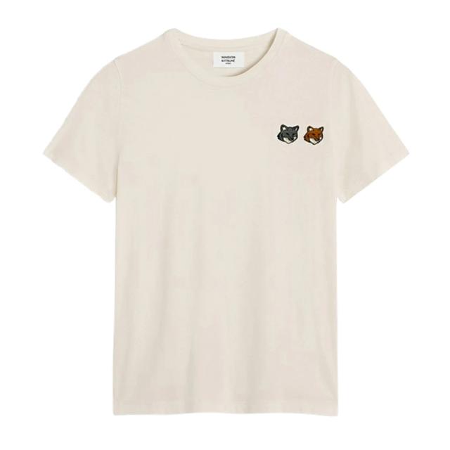 メゾンキツネ MAISON KITSUNE ダブル フォックスヘッド レギュラー Tシャツ 半袖 クルーネック OW011CFKJ7026 P702 レディース ブランド
