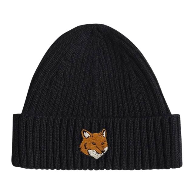 メゾンキツネ MAISON KITSUNE ニット帽 フォックスヘッド ビーニー ロゴ 刺繍 ワンポイント 折り返し 帽子 PM06111KT1140 P199 ニット帽