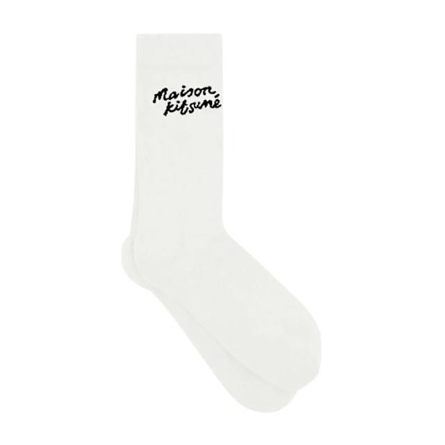 メゾンキツネ MAISON KITSUNE 靴下 ハンドライティング ソックス クルー ロゴ 刺繍 ギフト シンプル MM06424KT0014 P100 ユニセックス 靴