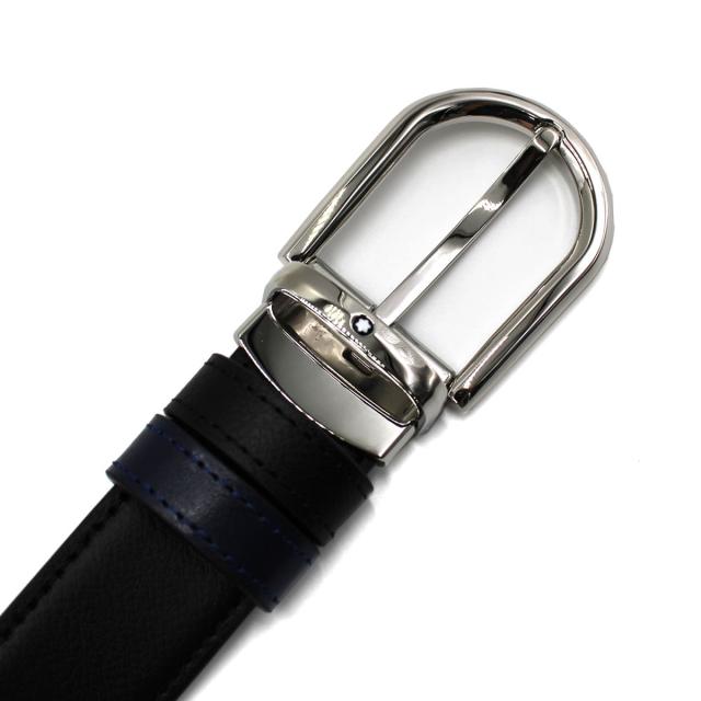 モンブラン MONTBLANC ベルト レザーベルト リバーシブル ホースシューバックル MB128756 メンズ ブラック+ブルー 本革 レザー ベルト ブ モンブラン MONTBLANC ベルト レザーベルト リバーシブル ホースシュー