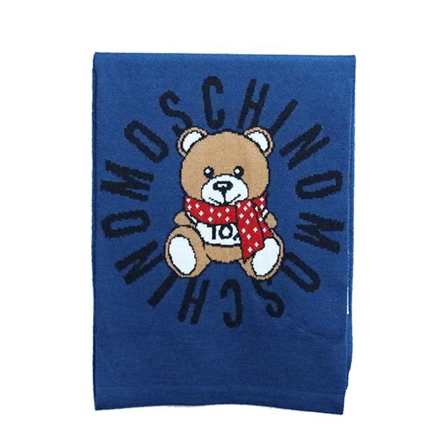 モスキーノ MOSCHINO マフラー レディース M2333 30673 121 TOY テディベア ウール混紡 マフラー ストール ブルー 誕生日プレゼント おしゃれ 贈り物 秋冬 防寒 巻物 誕生日 クリスマス プレゼント ギフト 羽織 ウール くま 熊 テディーベア