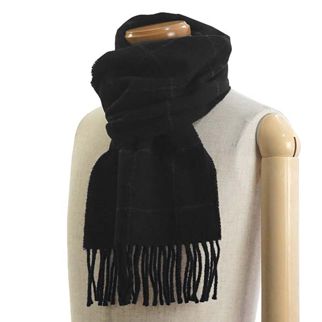 ポロラルフローレン Polo Ralph Lauren PC0230 REVERSIBLE WINDOWPANE SCARF ウール ブレンド マフラー 001 BLACKの通販は
