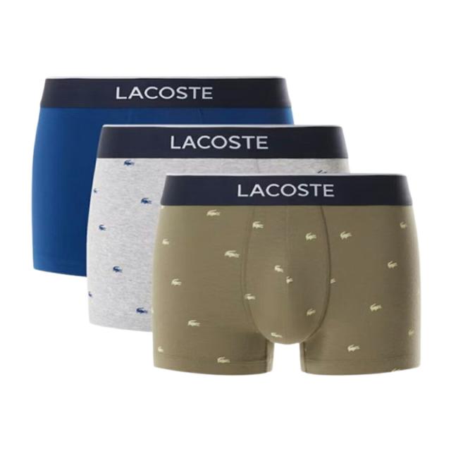 ラコステ LACOSTE ショート ボクサーパンツ お買い得 3枚セット 前閉じ 下着 5H3411 I8M メンズ カーキ+グレー+ブルー ボクサーパンツ メ