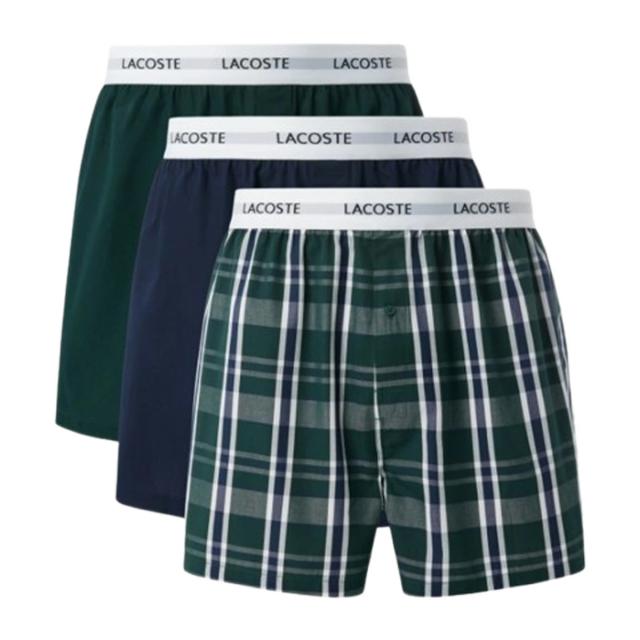 ラコステ LACOSTE トランクス ウーブンボクサー ワイド ロゴ コットン 3枚セット お買い得 パック 前開き 下着 7H4744 IA4 メンズ ボクサ