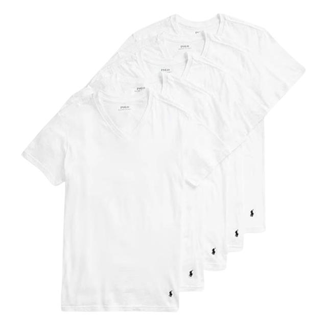 ラルフローレン Ralph Lauren 下着 アンダーウェア Vネック Tシャツ スリム 5枚セット お買い得 パック NSVNP5 WHD メンズ ホワイト ブラ