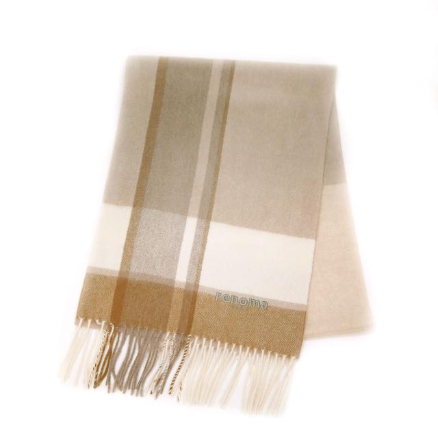 レノマ renoma マフラー ストール R9913 CHECK 3 チェック カシミヤ カシミア レディース ベージュ系+マルチカラー マフラー ブランド 防