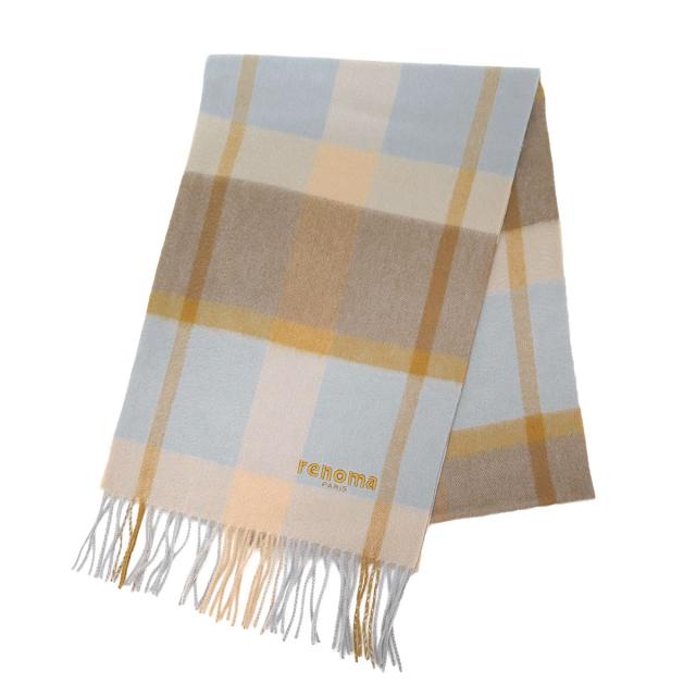 レノマ renoma マフラー ストール R9913 CHECK 7 チェック カシミヤ カシミア レディース ベージュ系+マルチカラー マフラー ブランド 防