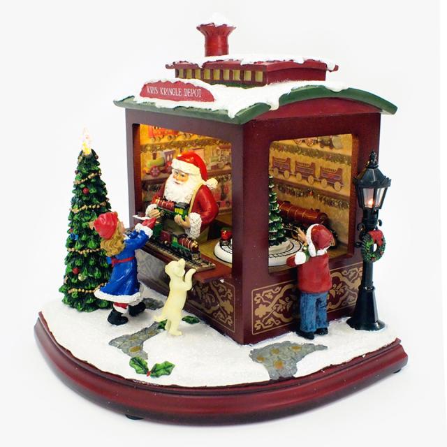 ローマン ミュージカルサンタトレインショップ オルゴール クリスマス 30038 インテリア 雑貨 電池 ギフト プレゼント Roman ミュージカルサンタトレインショップ オルゴール クリスマス インテリア 雑貨 贈り物 プレゼント ギフト Xmas ライト 電池_1