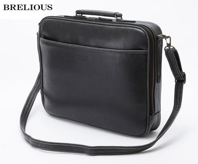 ブリーフケース ビジネスバッグ 日本製 豊岡製鞄 メンズ B4 底鋲 レトロ ヴィンテージ ビジネス 書類 通勤 旅行 出張 黒 キャメル #21221 ブレリアス BRELIOUS  hira39